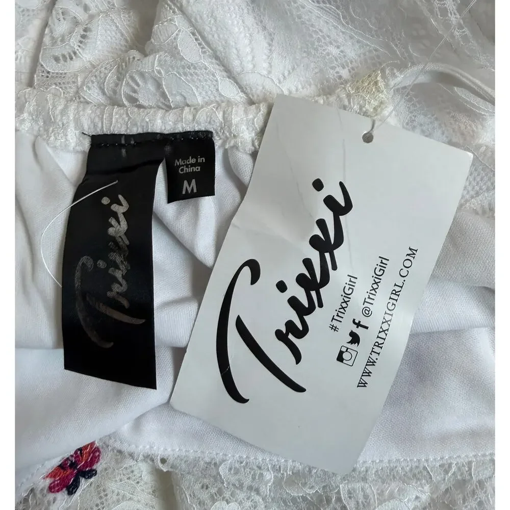 Trixx Women Dress Fit Flare Size Medium Faux Wrap Boho Festival Ruffle NWT New - Picture 9 of 11